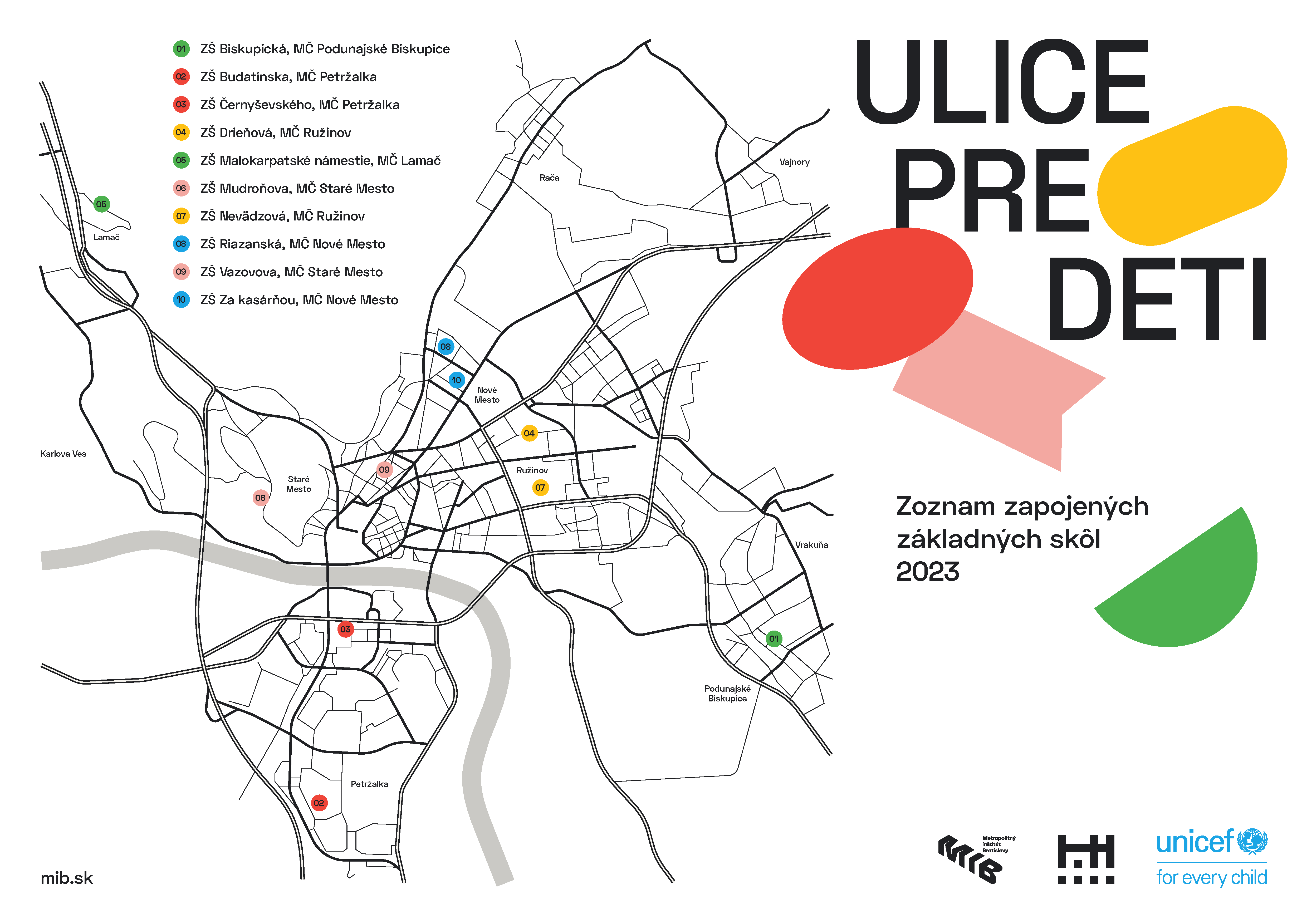 Zoznam bratislavských základných škôl zapojených do projektu Ulice pre deti